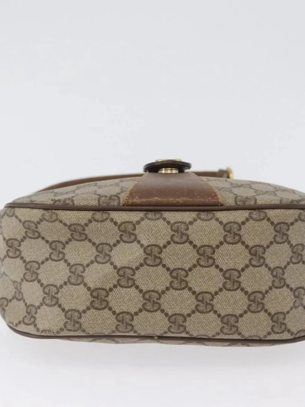 GUCCI GG Supreme Web Sherry Line Bag PVC Beige Gold 56 02 032 Auth bs33419 - Picture 7 of 16